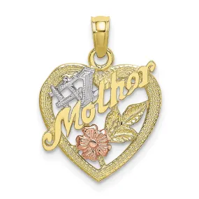 10K Two-tone w/White Rhodium &num;1 MOTHER Heart Charm