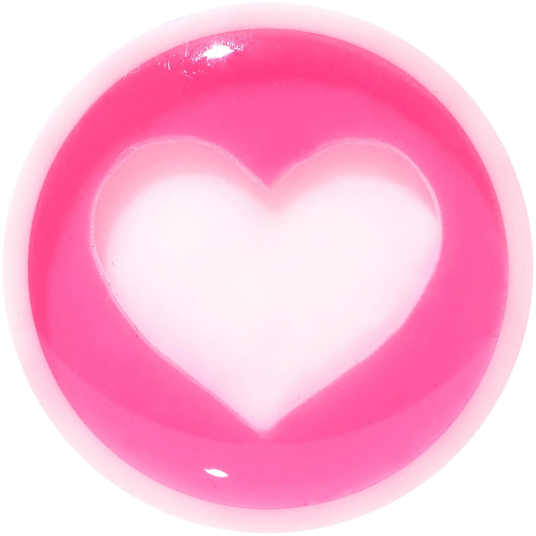 1/2 White Pink Acrylic Adoring Heart Saddle Plug