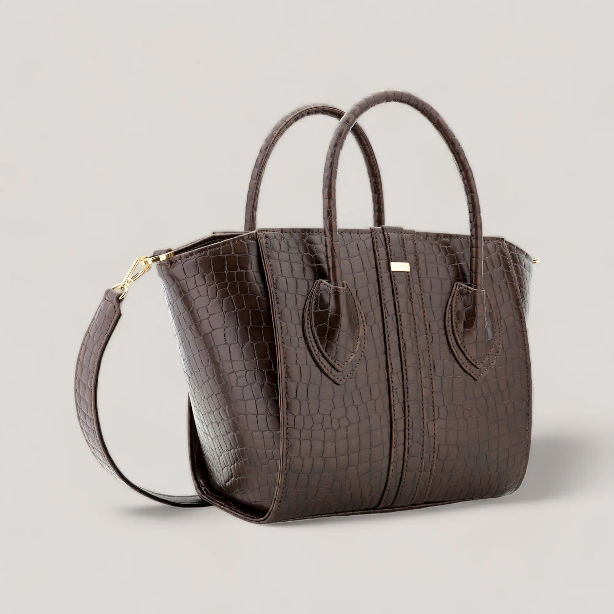 1.4 - Midi Tote Bag - Mokka Croco