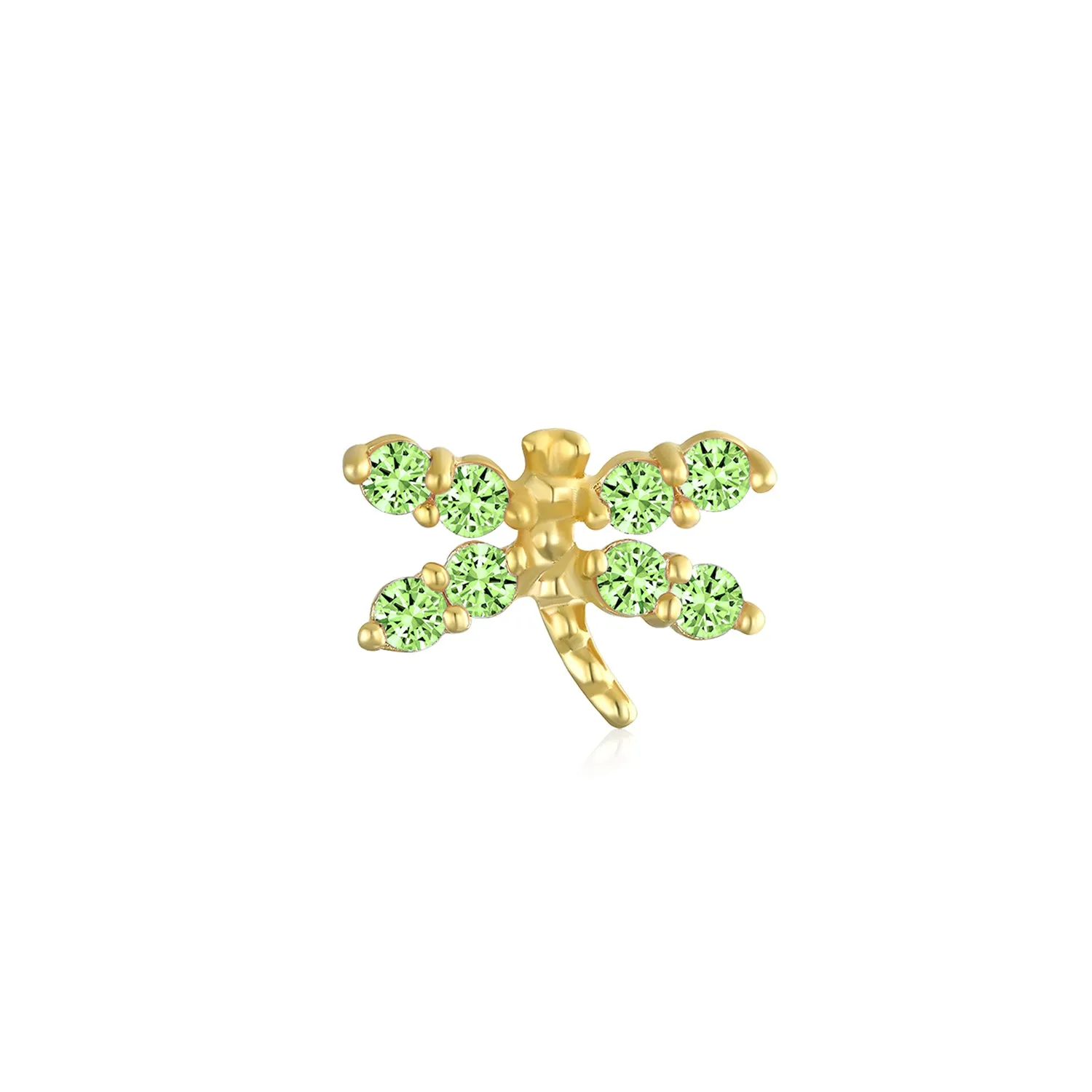 14K Gold Garden Dragonfly Ladybug Butterfly Owl Bird Stud Earrings Ear Lobe