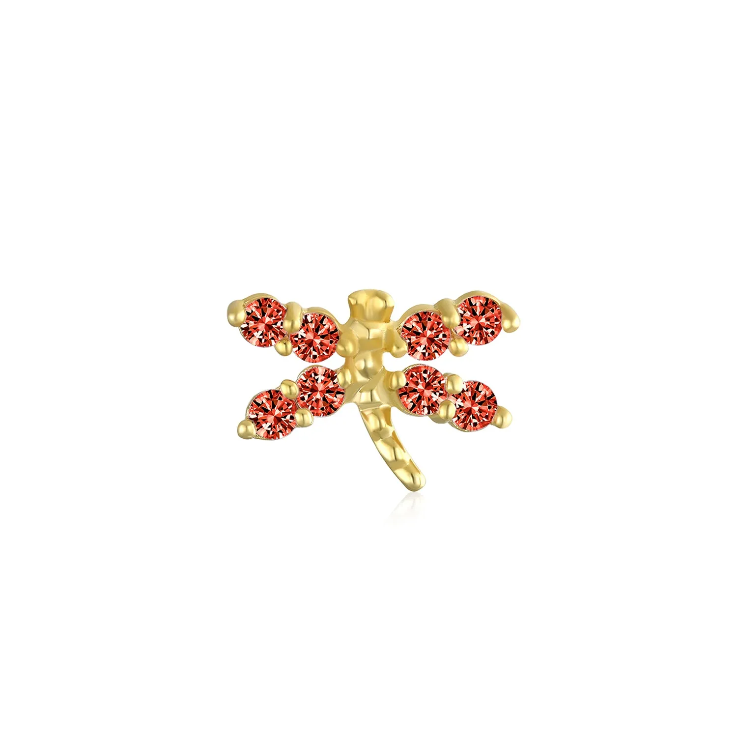 14K Gold Garden Dragonfly Ladybug Butterfly Owl Bird Stud Earrings Ear Lobe