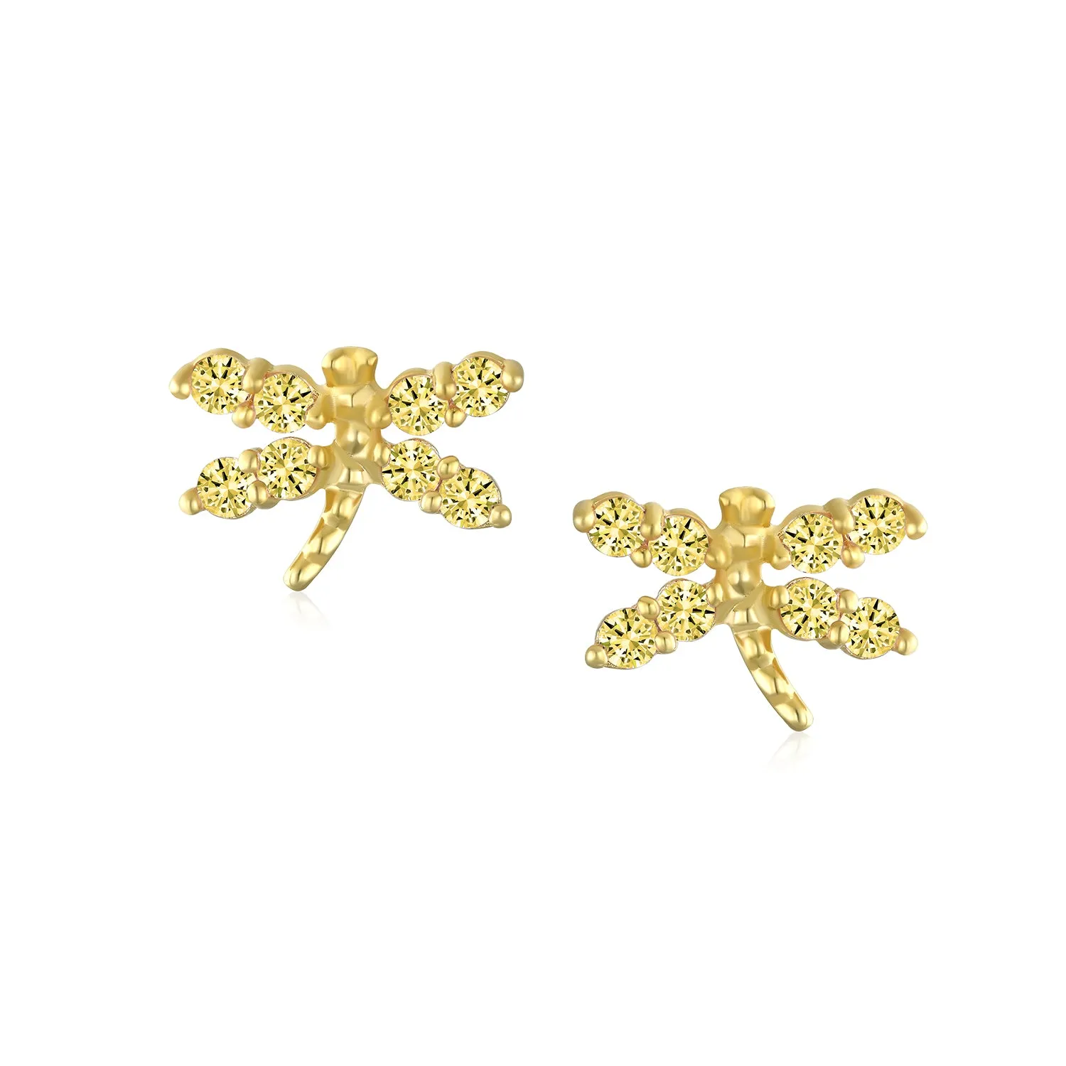 14K Gold Garden Dragonfly Ladybug Butterfly Owl Bird Stud Earrings Ear Lobe