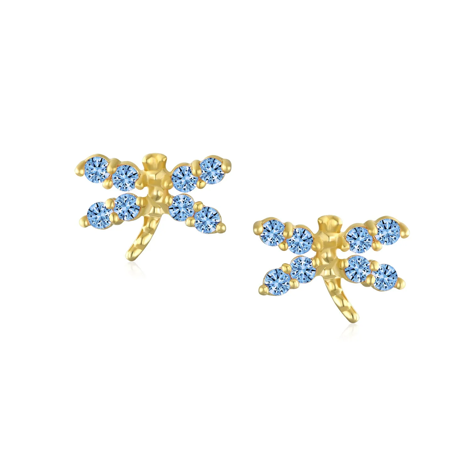 14K Gold Garden Dragonfly Ladybug Butterfly Owl Bird Stud Earrings Ear Lobe