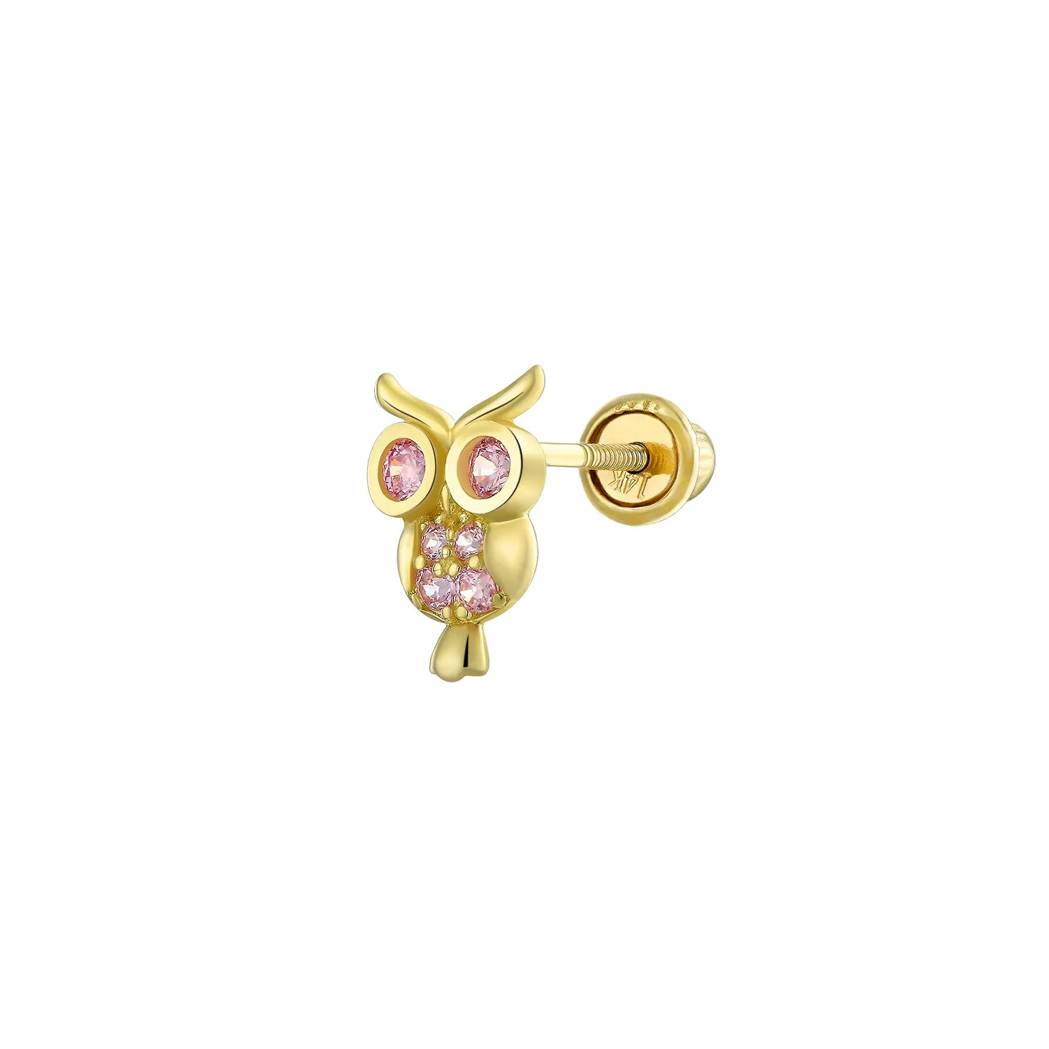 14K Gold Garden Dragonfly Ladybug Butterfly Owl Bird Stud Earrings Ear Lobe