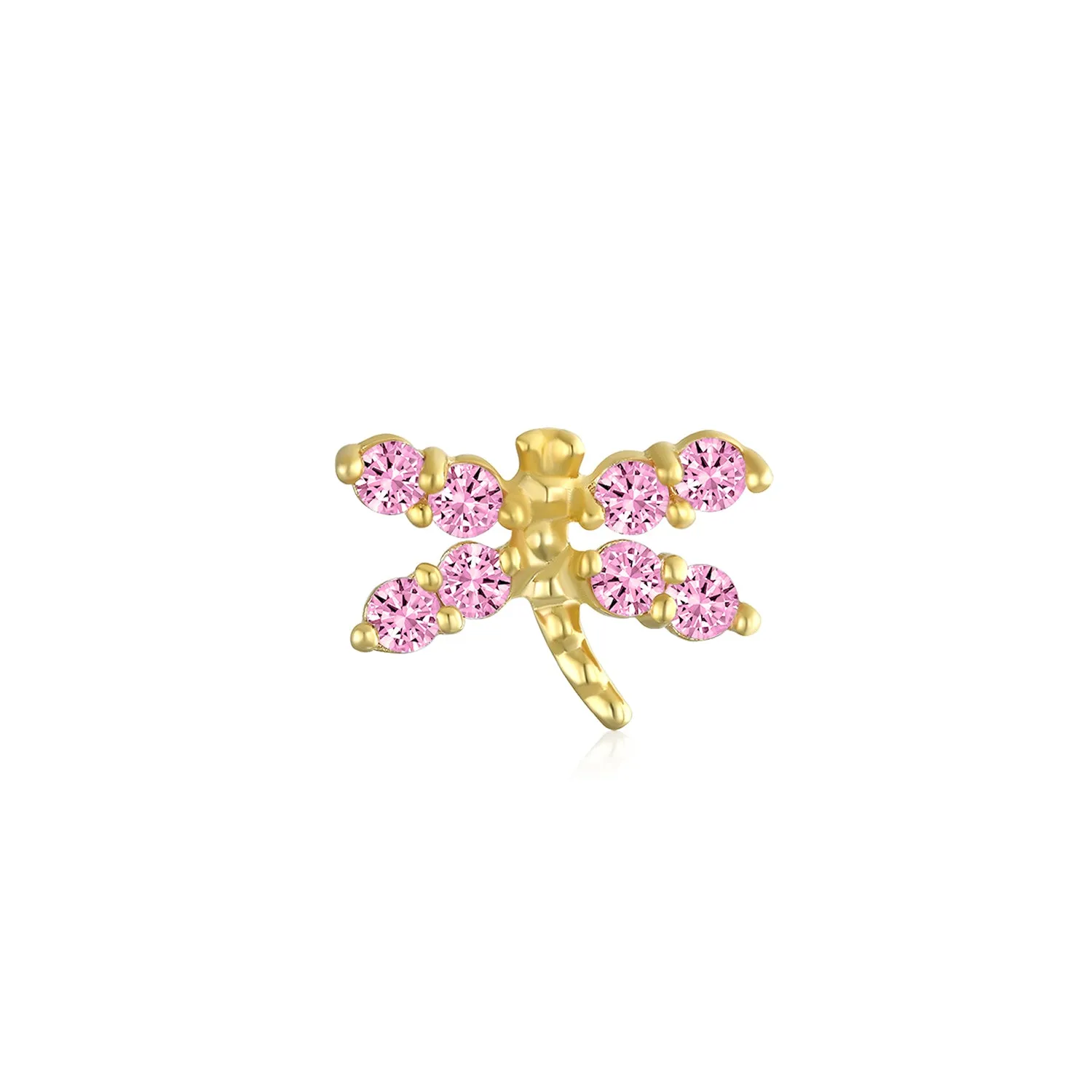 14K Gold Garden Dragonfly Ladybug Butterfly Owl Bird Stud Earrings Ear Lobe