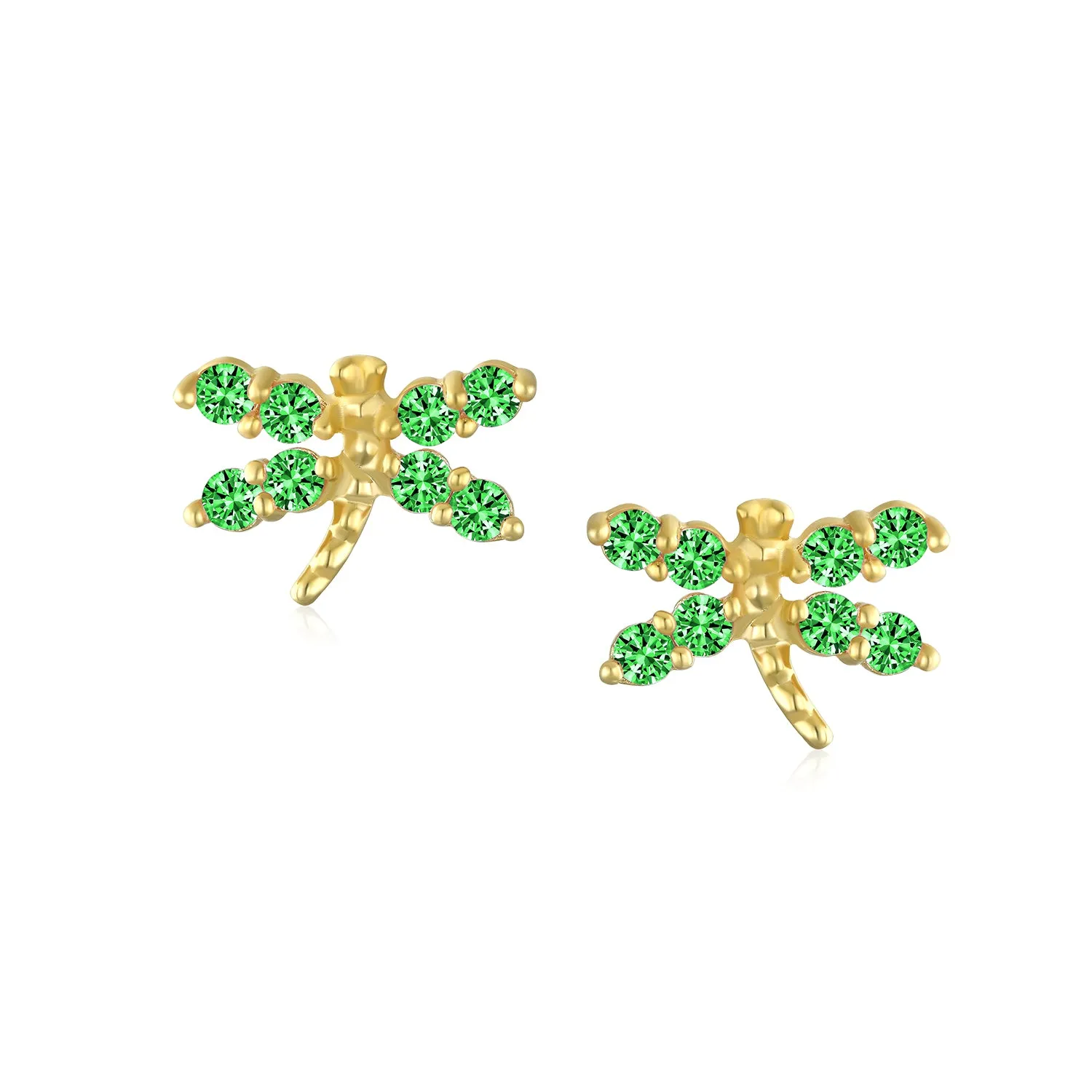 14K Gold Garden Dragonfly Ladybug Butterfly Owl Bird Stud Earrings Ear Lobe