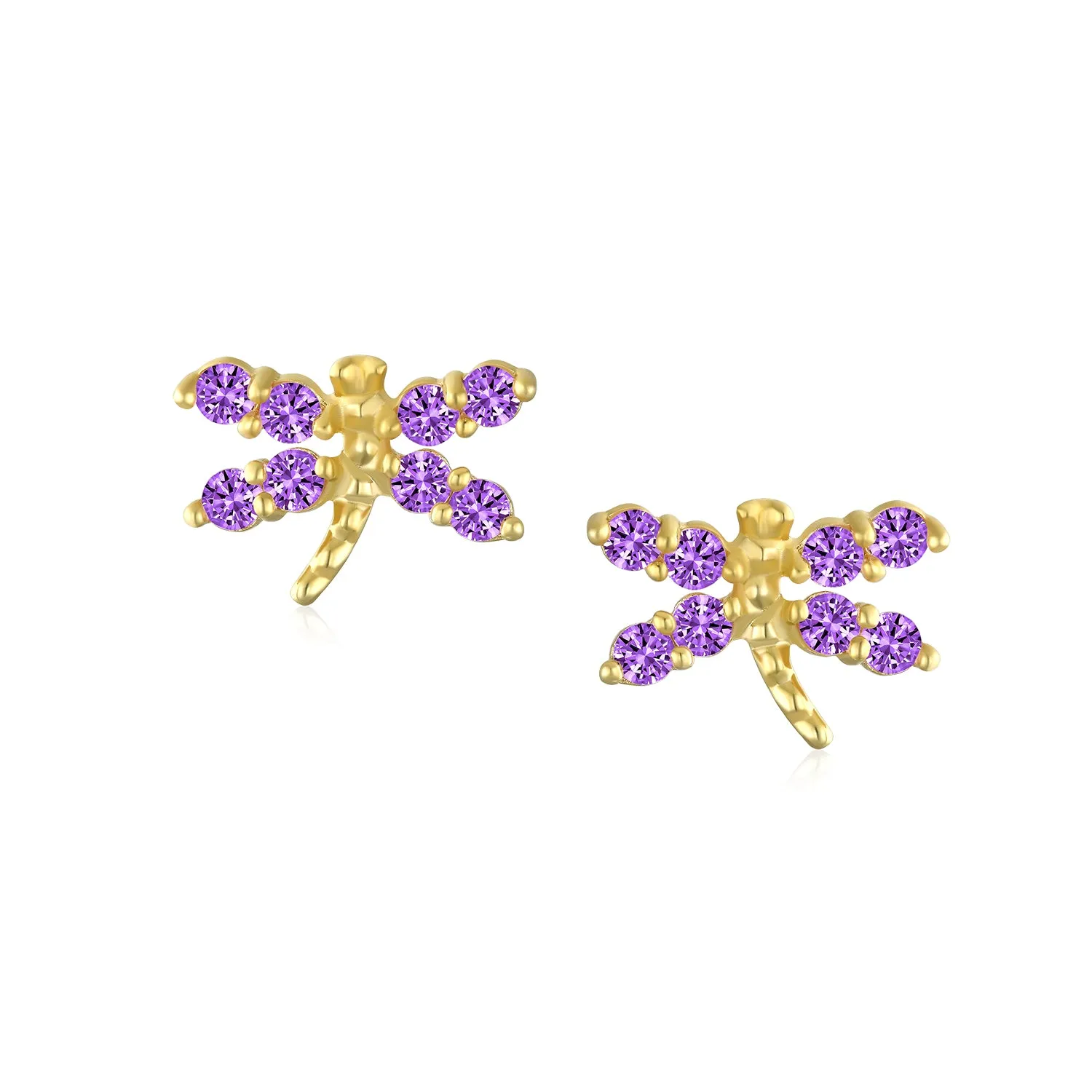 14K Gold Garden Dragonfly Ladybug Butterfly Owl Bird Stud Earrings Ear Lobe