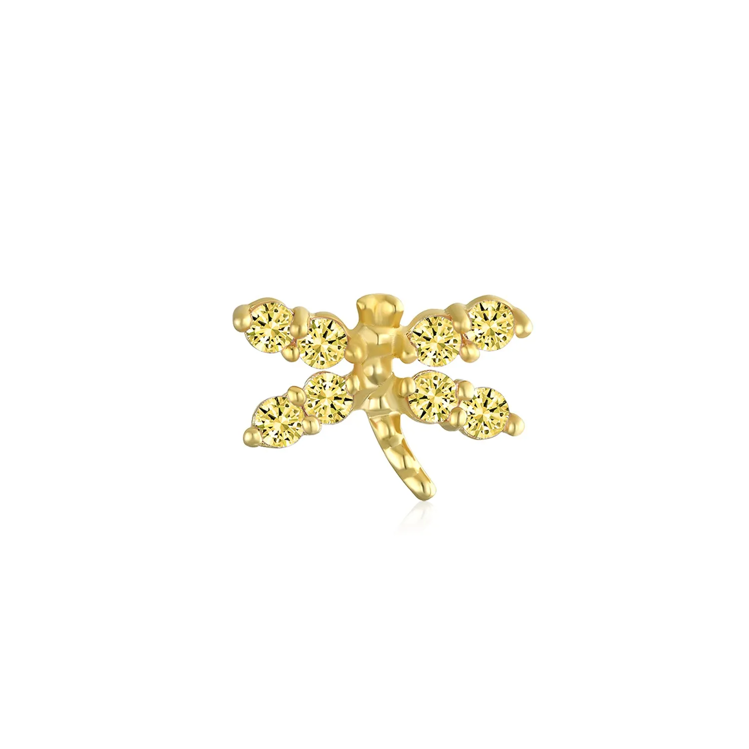 14K Gold Garden Dragonfly Ladybug Butterfly Owl Bird Stud Earrings Ear Lobe