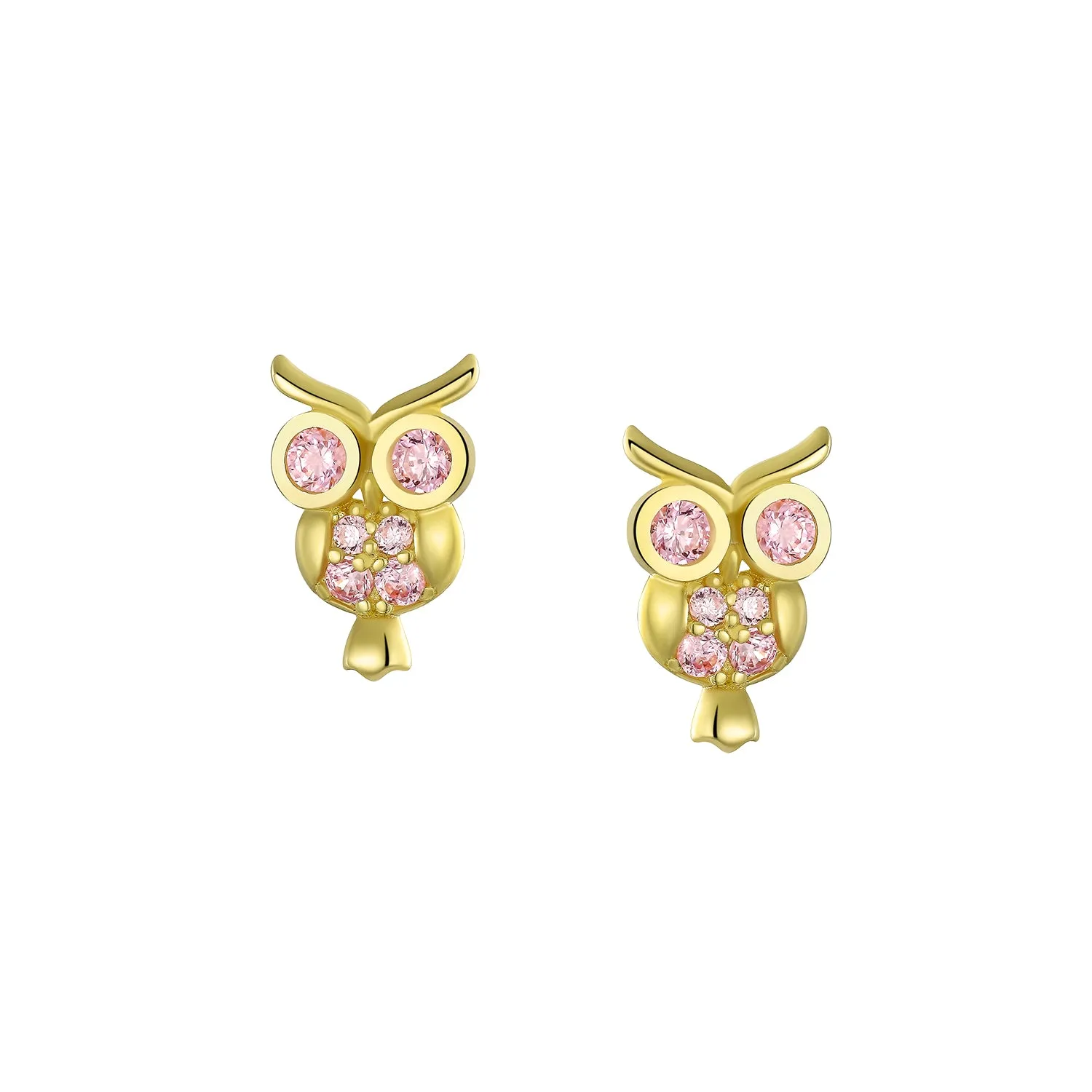 14K Gold Garden Dragonfly Ladybug Butterfly Owl Bird Stud Earrings Ear Lobe