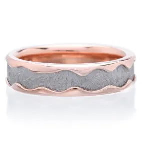 14K Rose Gold Meteorite 6mm Band with Rolled Edges