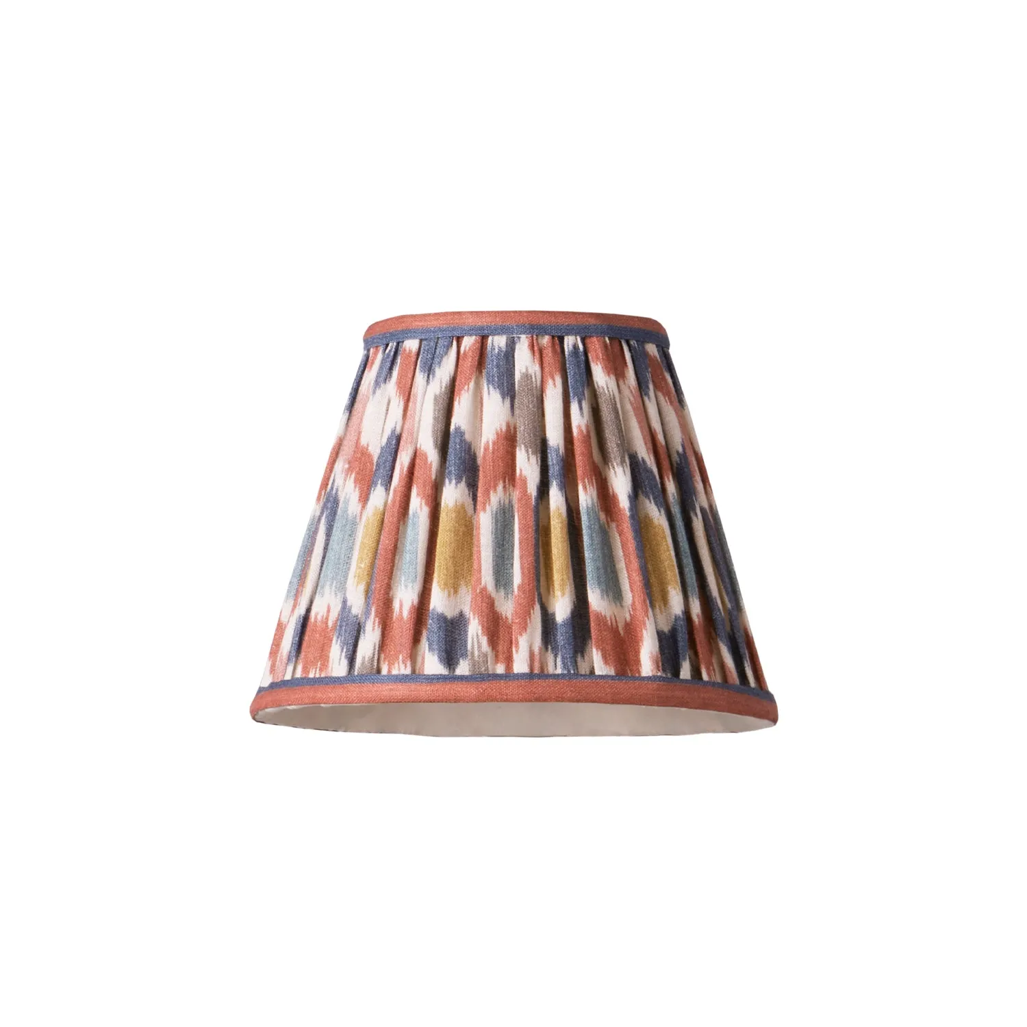 18cm pendant shade in blue and red Small Ikat Spot linen by GP & J Baker