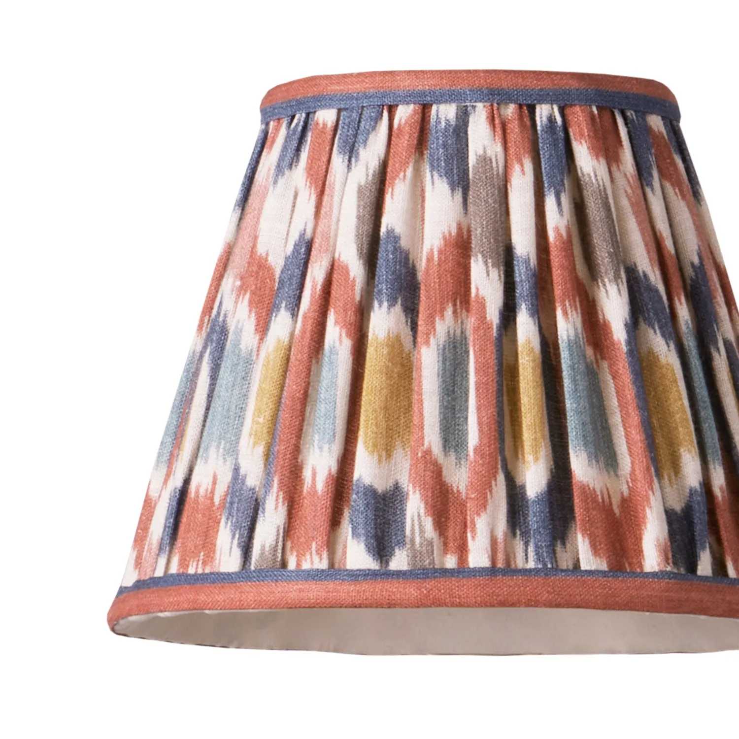 18cm pendant shade in blue and red Small Ikat Spot linen by GP & J Baker