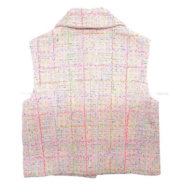 2024 Cruise NEW CHANEL Vests Gradation Bijoux button Rhinestone COCO Collared Tweed #34 Purple/Multicolor P76338[BRAND NEW][Authentic]