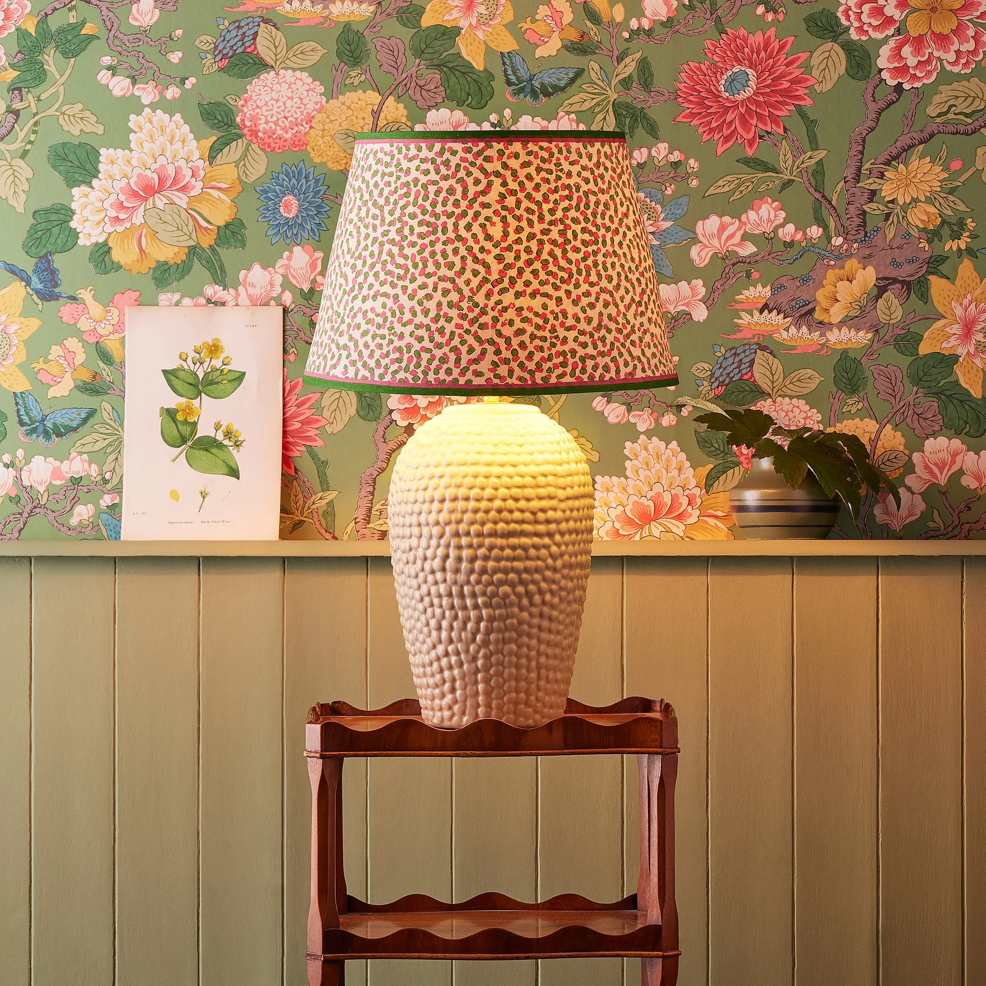 25cm empire shade in pink and green Polka Dot paper by GP & J Baker