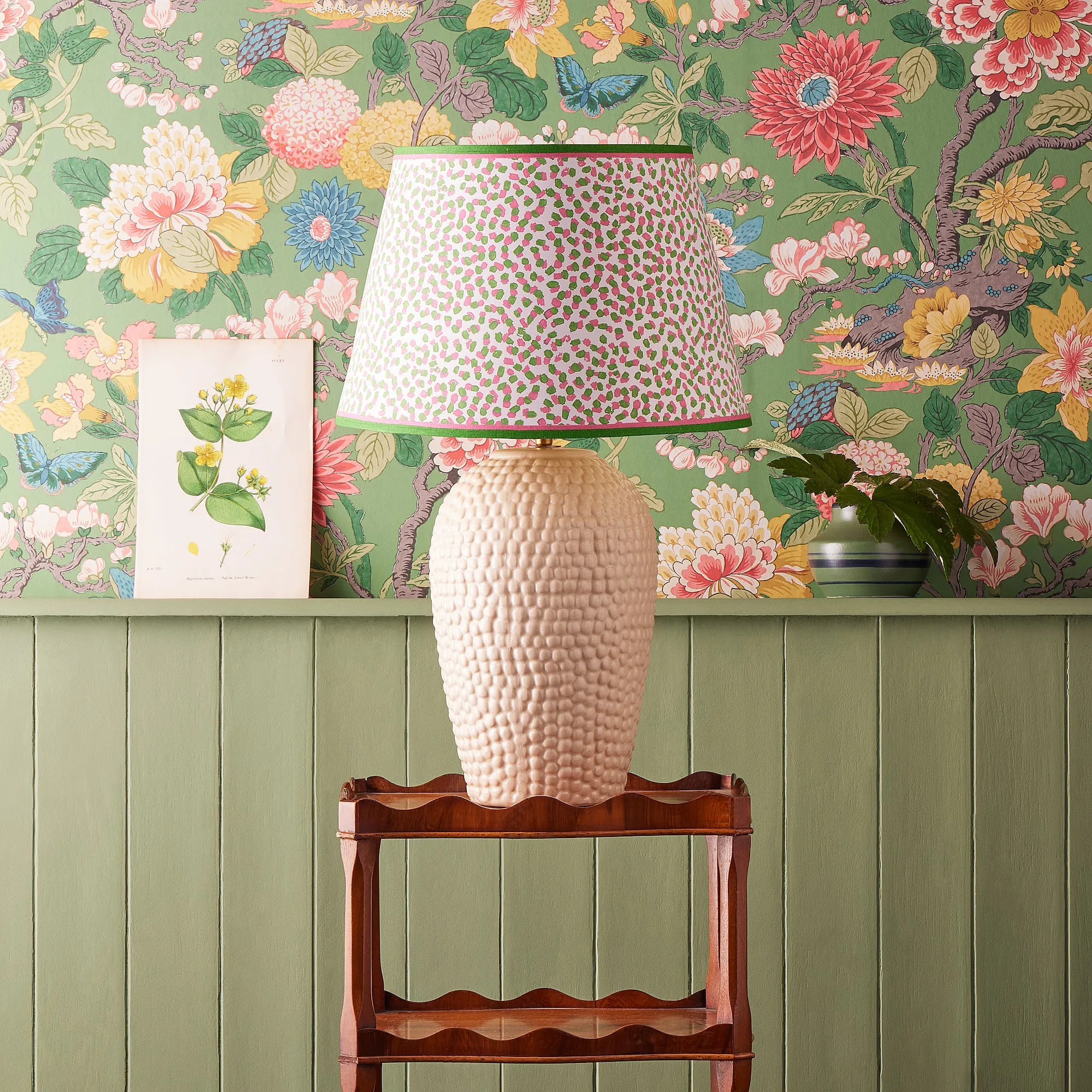 25cm empire shade in pink and green Polka Dot paper by GP & J Baker