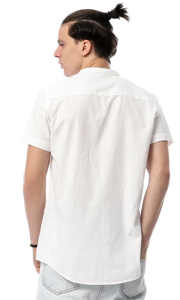 53922 Men Turn Down Collar White Shirt