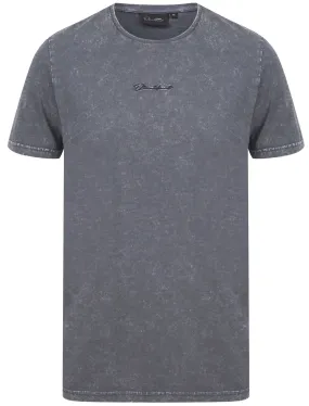 Amar Acid Wash Cotton Slub Jersey T-Shirt In Asphalt Grey - Dissident