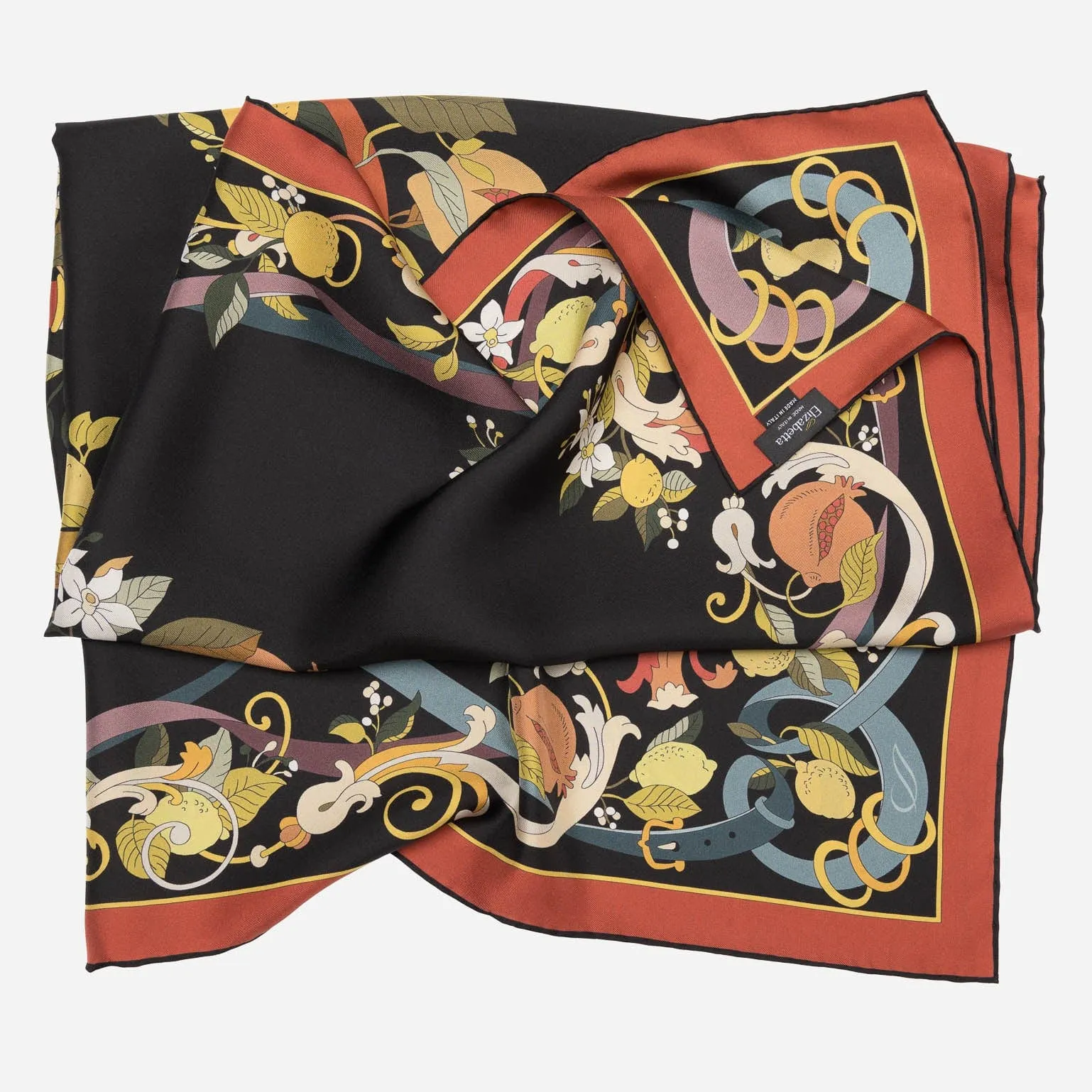 Anthea - Hand Rolled Silk Foulard - Black