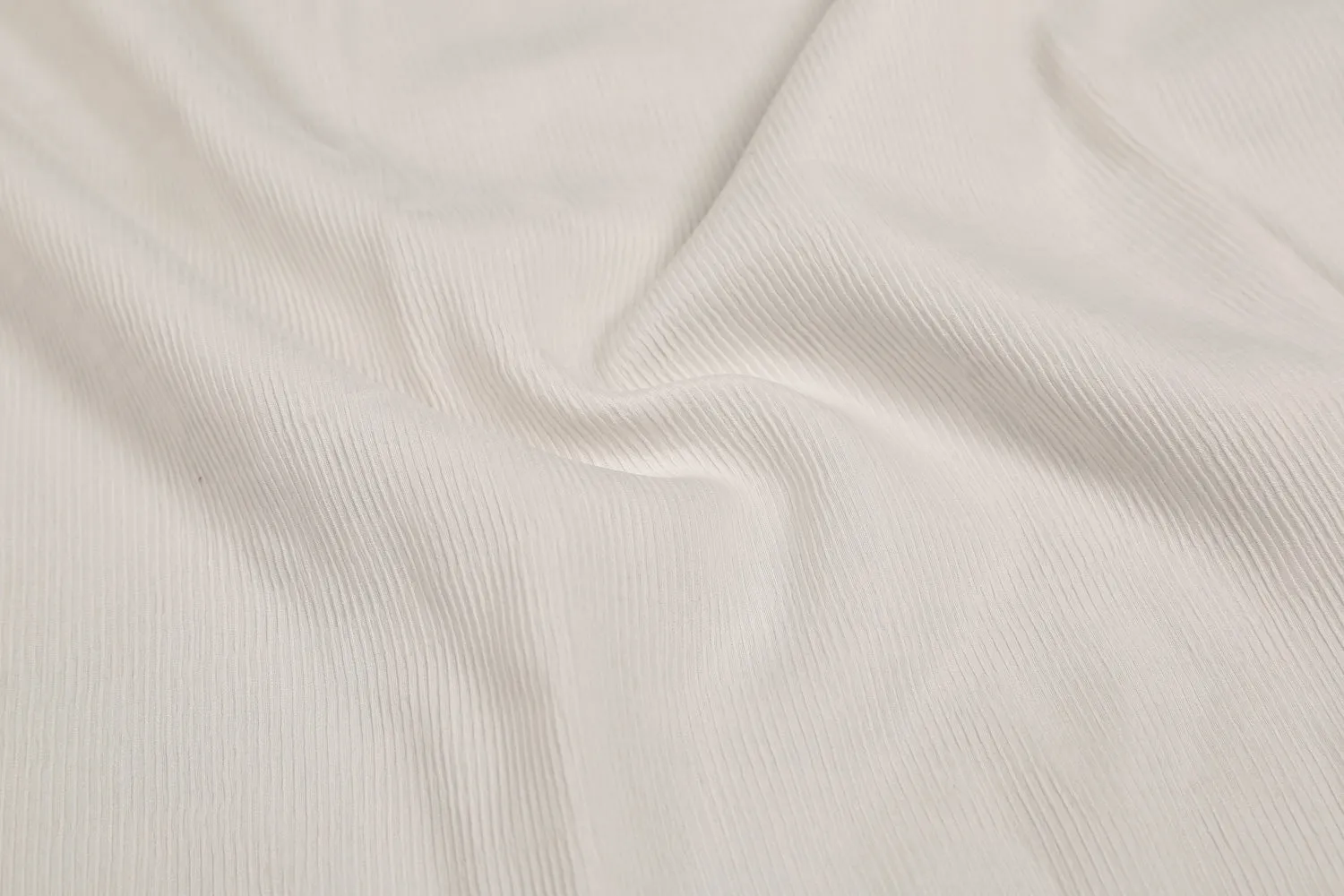 Antique White Plain Pleated Cotton Polyester Blend Fabric