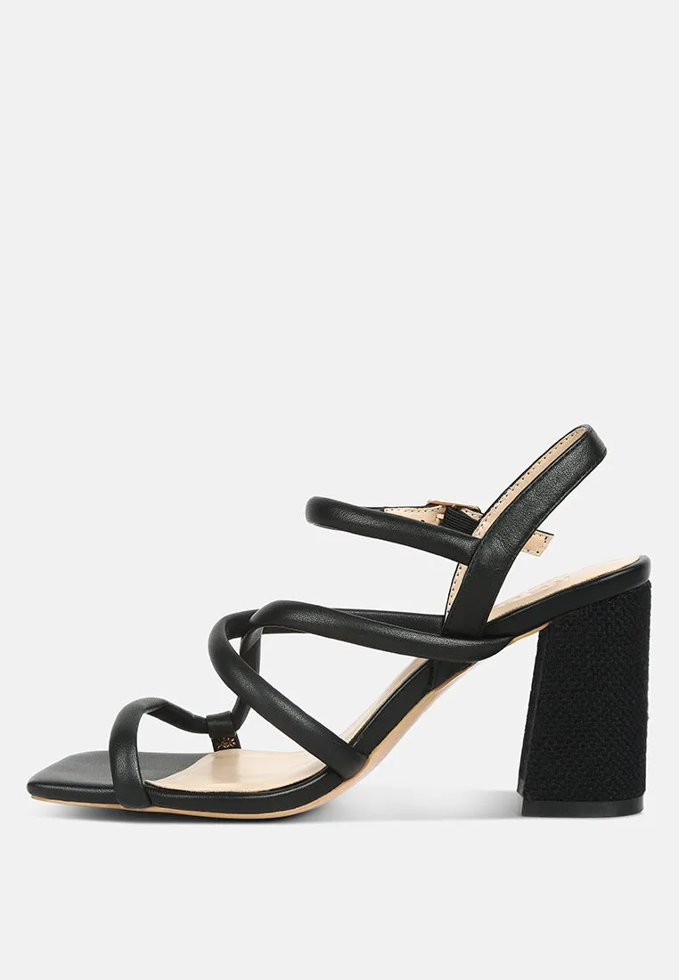 ARTHA open square toe block heel sandals in Black