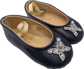 Aruna Seth Girls Black Sonatina Leather Ballet Flats Size UK 4