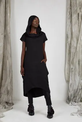 AW21 ARMETIS HOOD DRESS - RAVEN