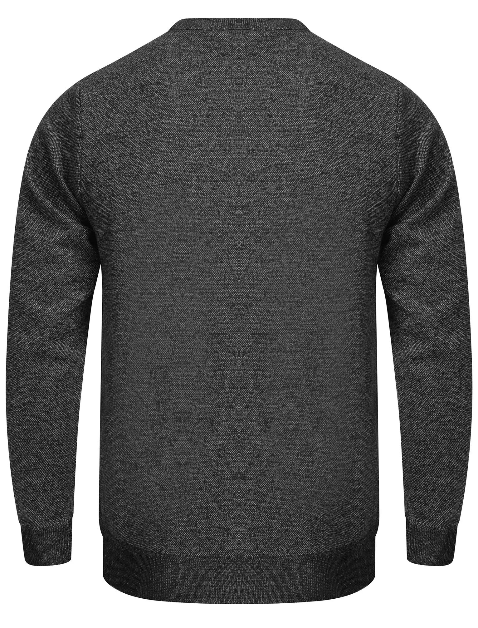 Barney Crew Neck Birdseye Pique Jumper in Black / White Melange - Kensington Eastside