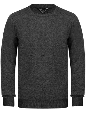 Barney Crew Neck Birdseye Pique Jumper in Black / White Melange - Kensington Eastside