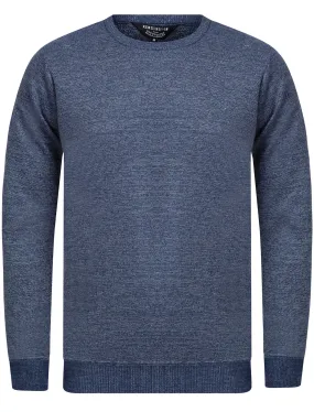 Barney Crew Neck Birdseye Pique Jumper in Blue / White Melange - Kensington Eastside