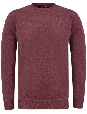 Barney Crew Neck Birdseye Pique Jumper in Wine / White Melange - Kensington Eastside