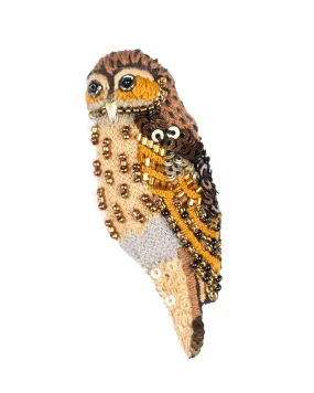 barred owl brooch