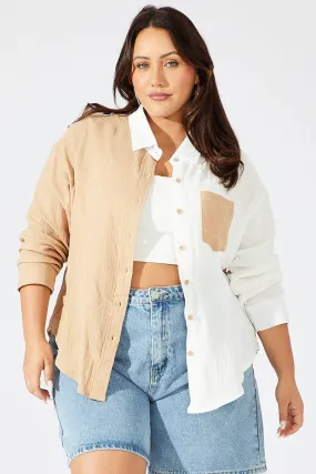 Beige Relaxed Shirt Long Sleeve