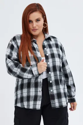 Black Check Relaxed Shirt Long Sleeve