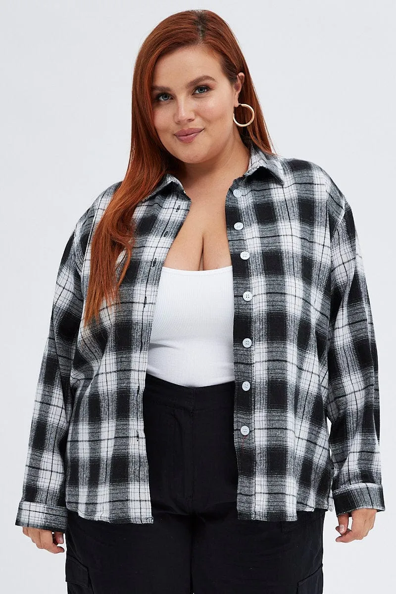 Black Check Relaxed Shirt Long Sleeve