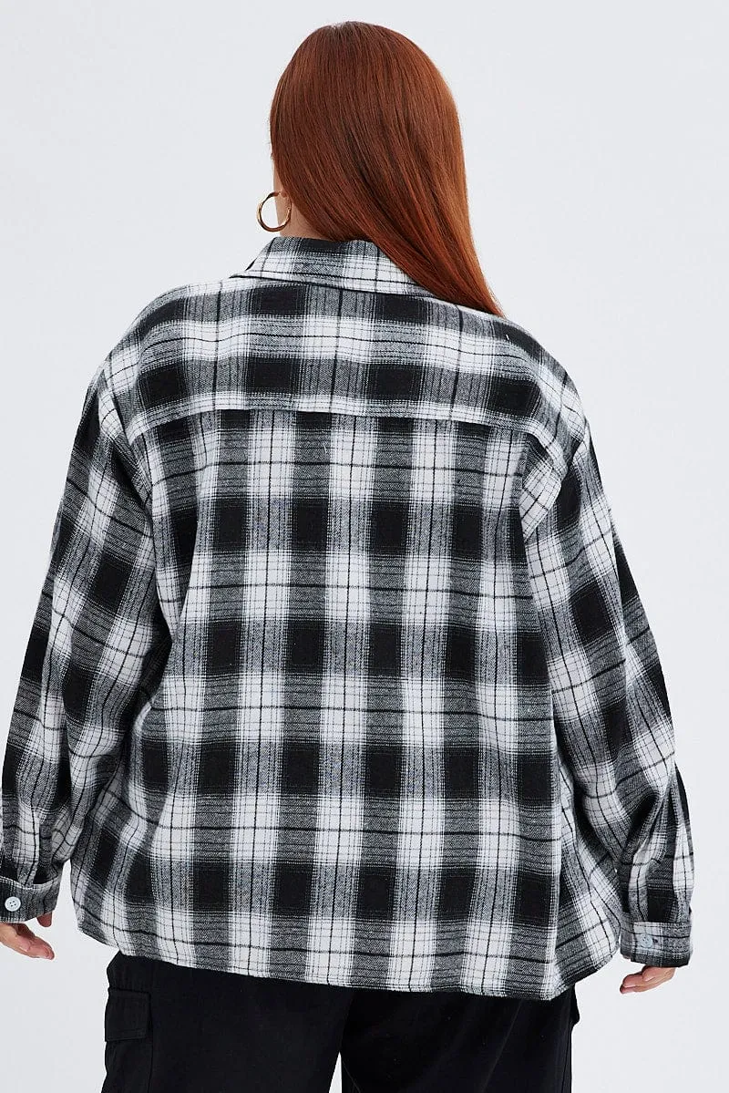 Black Check Relaxed Shirt Long Sleeve