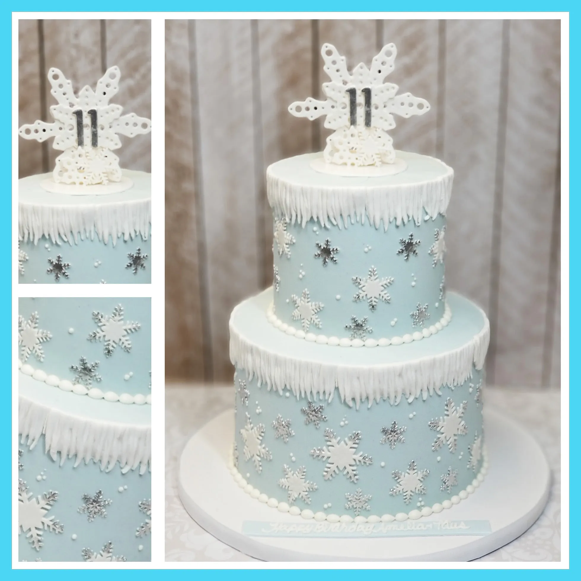 Blue Buttercream Winter Wonderland Cake