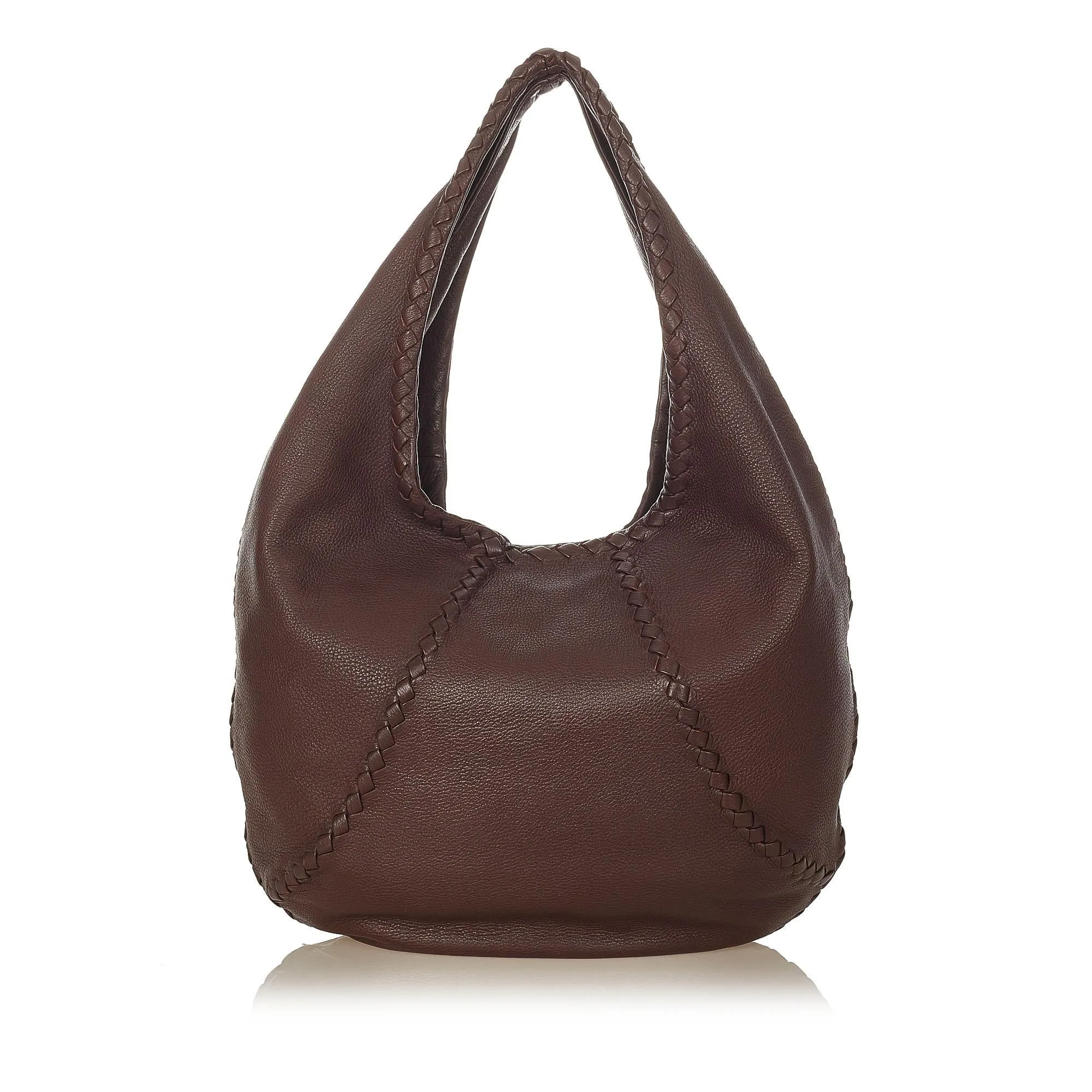 Bottega Veneta Baseball Leather Hobo Bag (SHG-22963)