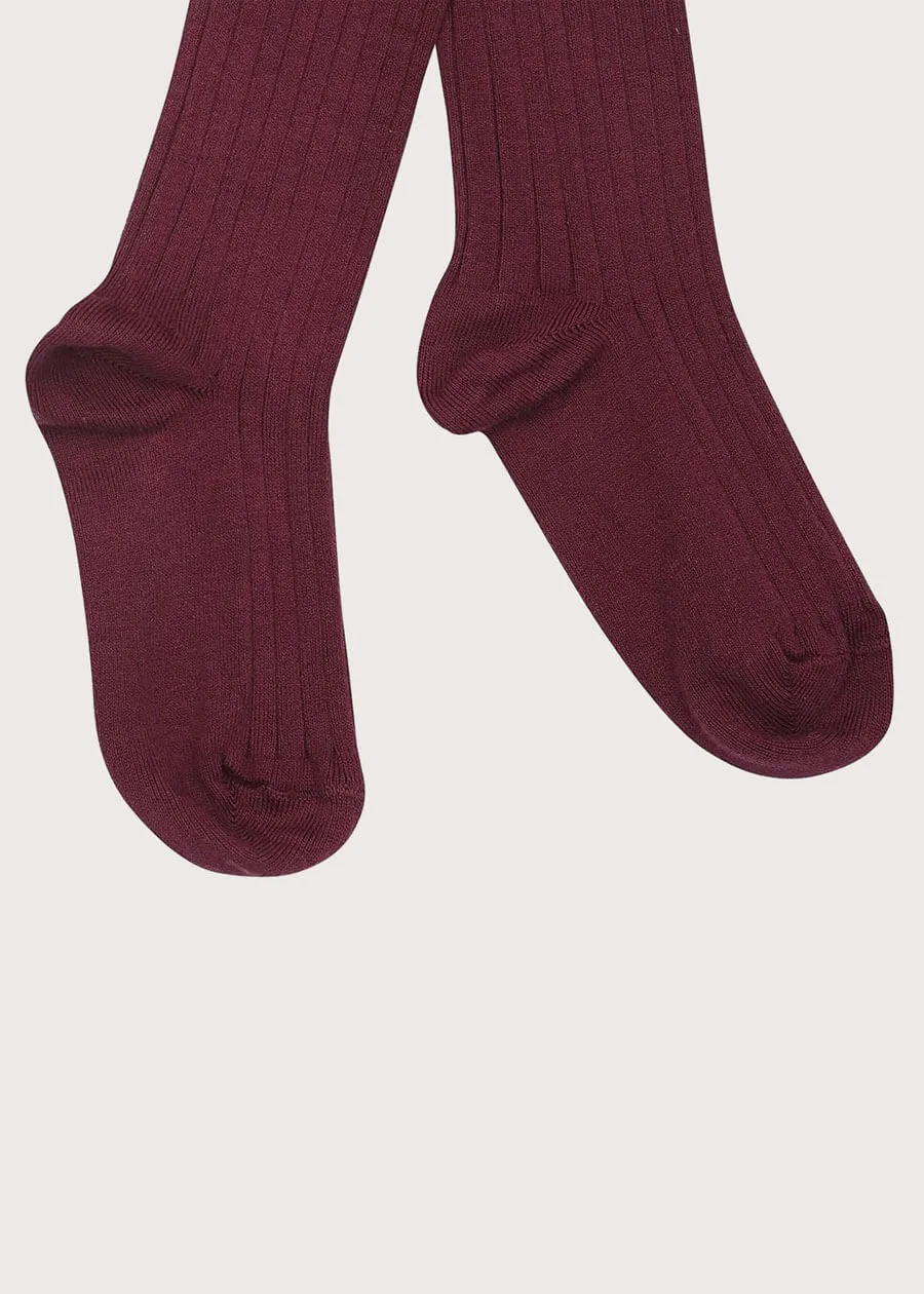 Burgundy Ribbed Tights (3mths-8yrs)