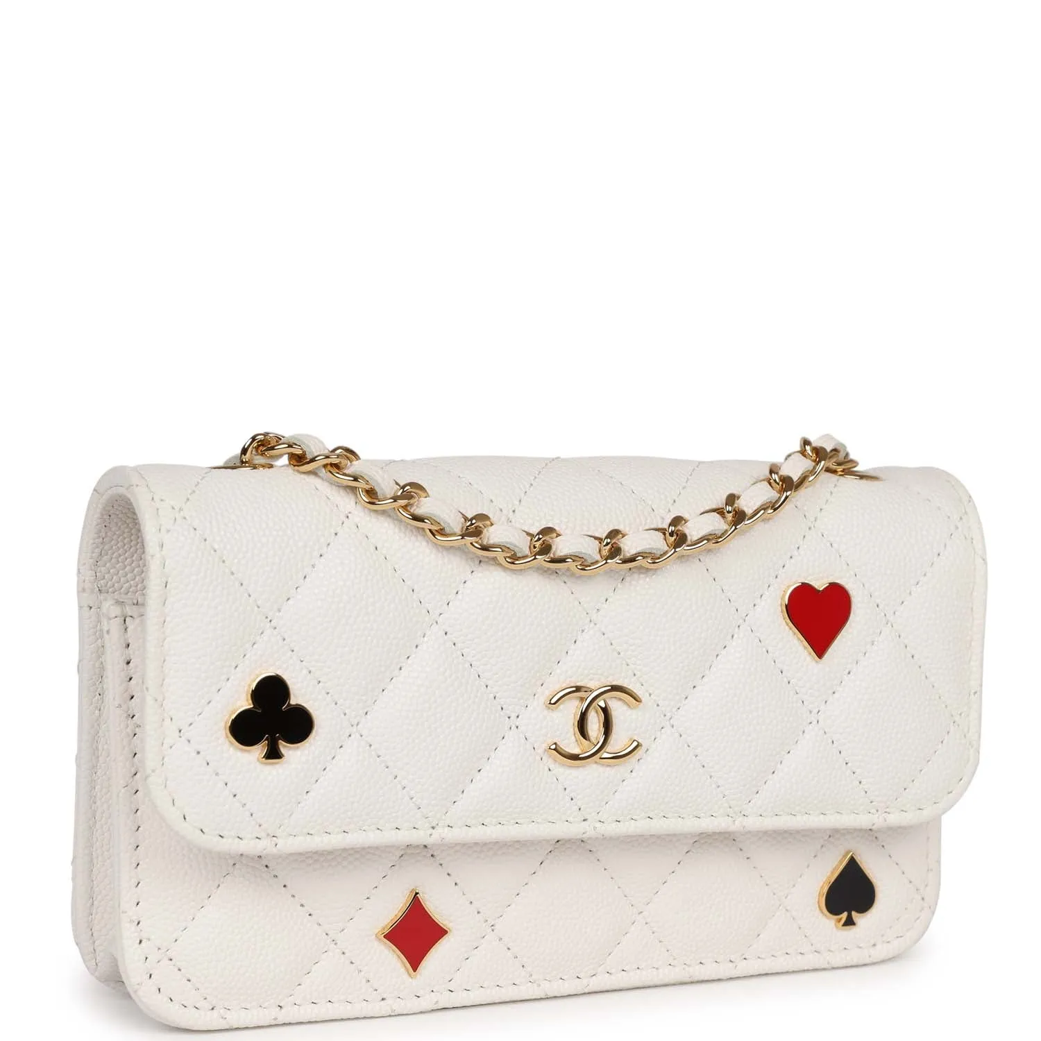 Chanel Monaco Wallet on Chain WOC White Caviar Gold Hardware