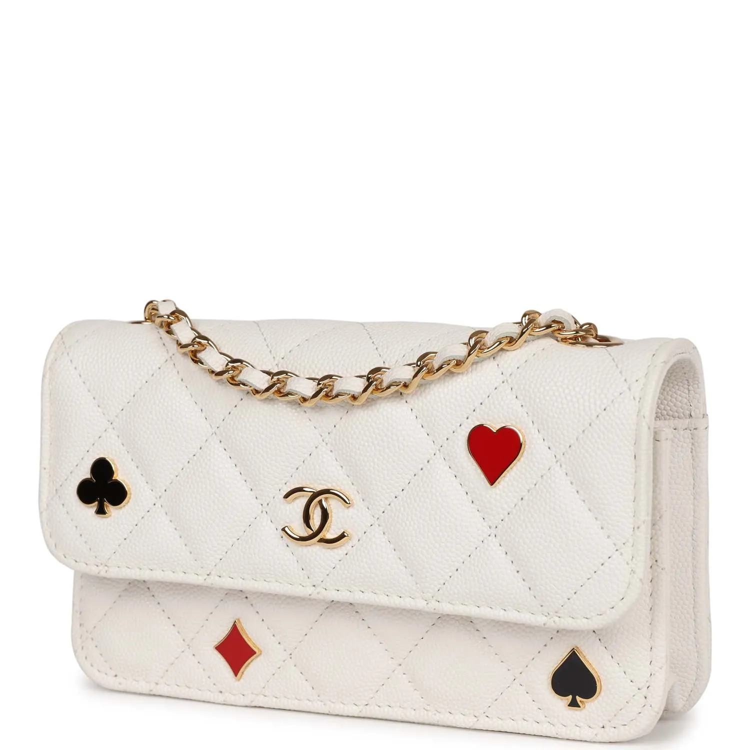 Chanel Monaco Wallet on Chain WOC White Caviar Gold Hardware