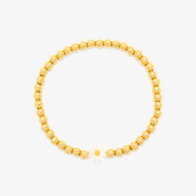 Daisy Gold Bead Stretch Bracelet