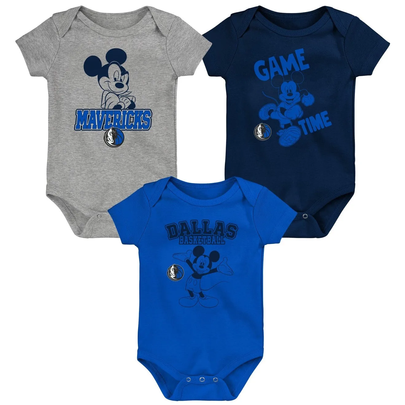 DALLAS MAVERICKS NIKE OUTERSTUFF INFANT 3-PIECE DISNEY THEMED ONESIES