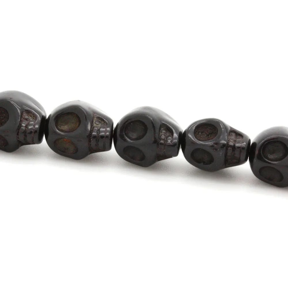 Dyed Howlite Skull Beads Black - 35cm Strand