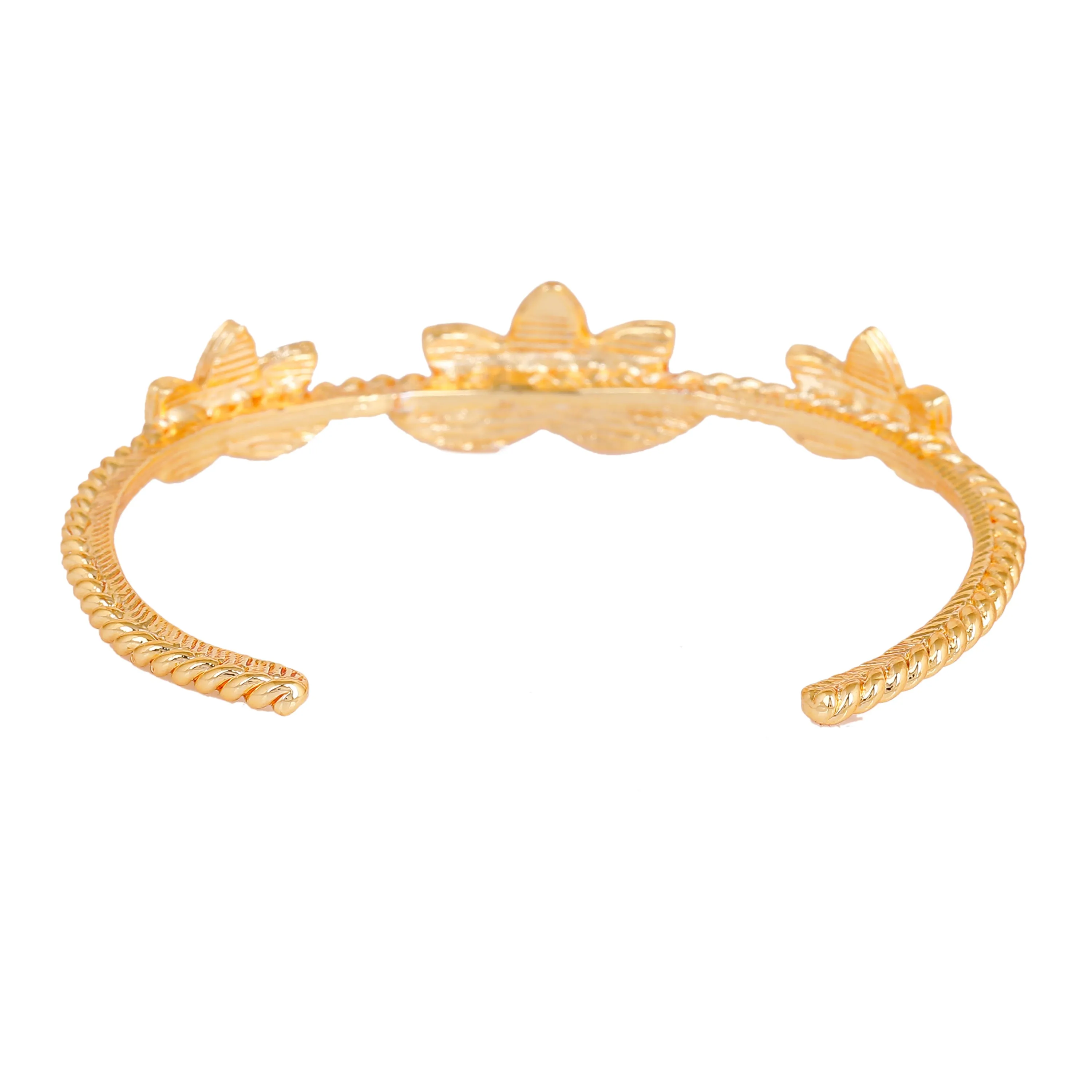 Estele Gold Plated Charming Lotus Designer Cuff Bracelet with Pink Enamel for Girl's & Women