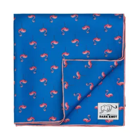 Everglades Flamingos Silk Pocket Square, Light Blue / Pink