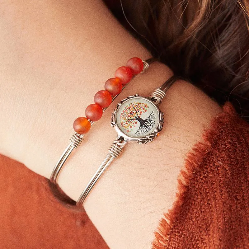 Fall Foliage Family Tree Bangle Bracelet