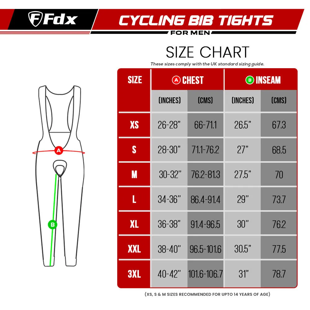 Fdx Viper Men's & Boy's Red Thermal Padded Cycling Bib Tights