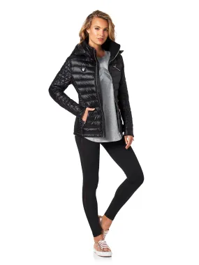 FLORENCE BIKER PUFFER JACKET - BLACK