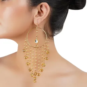 Gold Plated Balan  Kundan Tassel Hoops