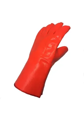 Hi Vis Orange PVC 12" Open Cuff Winter Work Gloves